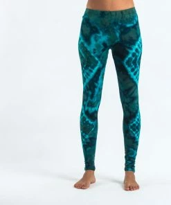 HaremPants.com Diamond Tie Dye Cotton Leggings In Turquoise Women's
