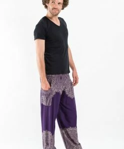 HaremPants.com Floral Mandalas Men's Harem Pants In Purple