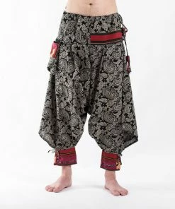HaremPants.com Paisley Hill Tribe Drawstring Men's Harem Pants With Ankle Straps