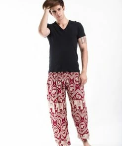 HaremPants.com Imperial Elephant Men's Elephant Pants In Red