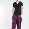 HaremPants.com Thai Cotton Men Drawstring Pants With Hill Tribe Trim Purple Men's 1 HaremPants.com Thai Cotton Men Drawstring Pants With Hill Tribe Trim Purple Men's