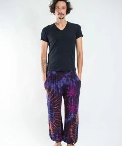HaremPants.com Men's Tie Dye Cotton Men Harem Pants In Purple