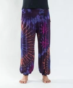 HaremPants.com Men's Tie Dye Cotton Men Harem Pants In Purple