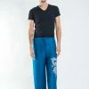 HaremPants.com Men's Drawstring Yoga Pants The Dragon Men's Thai Yoga Pants In Turquoise
