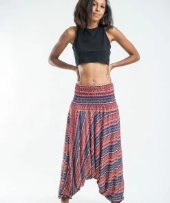 HaremPants.com Aztec Stripes Jumpsuit Harem Pants In Peach Women's