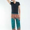 HaremPants.com Geometric Mandalas Men's Harem Pants In Turquoise