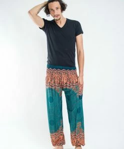 HaremPants.com Geometric Mandalas Men's Harem Pants In Turquoise