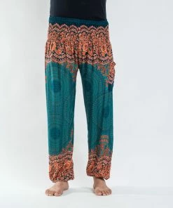 HaremPants.com Geometric Mandalas Men's Harem Pants In Turquoise