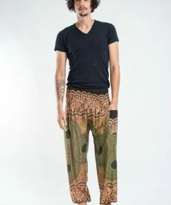 HaremPants.com Geometric Mandalas Men's Harem Pants In Olive