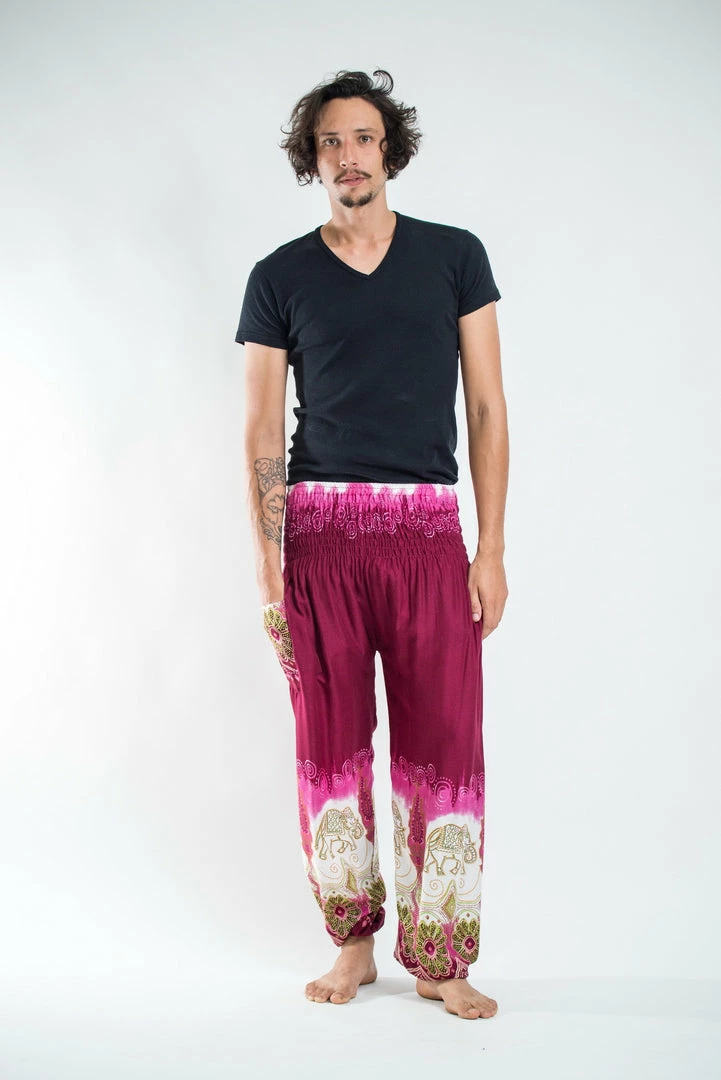 HaremPants.com Solid Top Elephant Men's Elephant Pants In Magenta 3 HaremPants.com Solid Top Elephant Men's Elephant Pants In Magenta