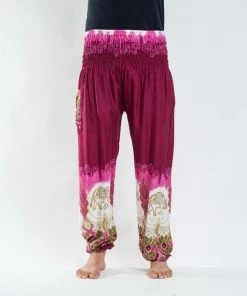 HaremPants.com Solid Top Elephant Men's Elephant Pants In Magenta