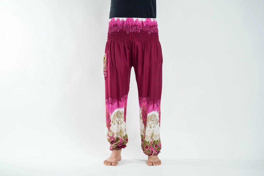 HaremPants.com Solid Top Elephant Men's Elephant Pants In Magenta 4 HaremPants.com Solid Top Elephant Men's Elephant Pants In Magenta