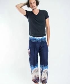 HaremPants.com Solid Top Elephant Men's Elephant Pants In Blue