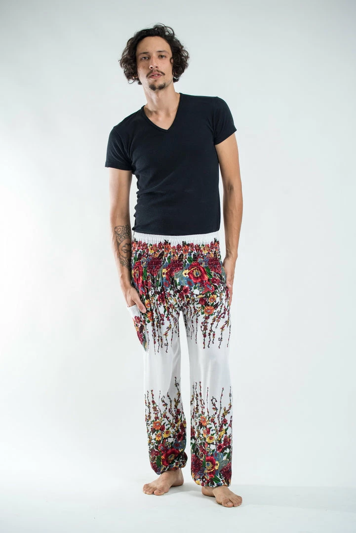 HaremPants.com Floral Men's Harem Pants In White 3 HaremPants.com Floral Men's Harem Pants In White