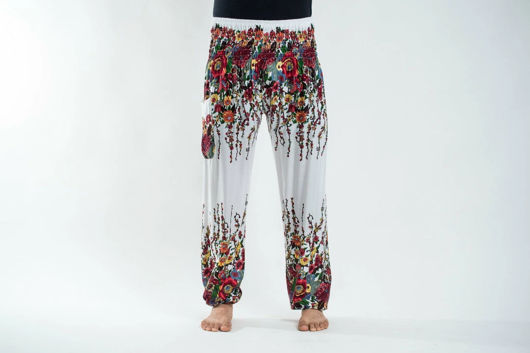 HaremPants.com Floral Men's Harem Pants In White 4 HaremPants.com Floral Men's Harem Pants In White
