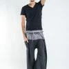 HaremPants.com Unisex 2-Tone Pinstripes Thai Fisherman Pants In Black Men's
