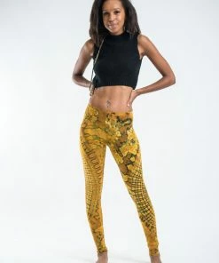 HaremPants.com Oval Swirls Tie Dye Cotton Leggings In Yellow Women's