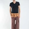 HaremPants.com Unisex 2-Tone Pinstripes Thai Fisherman Pants In Brown