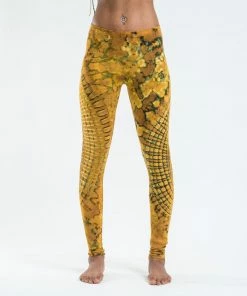 HaremPants.com Oval Swirls Tie Dye Cotton Leggings In Yellow Women's