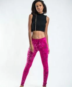 HaremPants.com Women's Marble Tie Dye Cotton Leggings In Pink