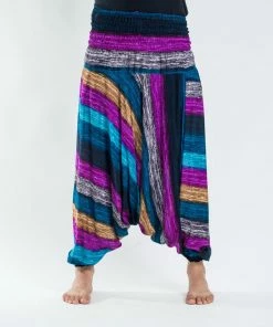 HaremPants.com Boho Blue Striped Drop Crotch Men's Harem Pants