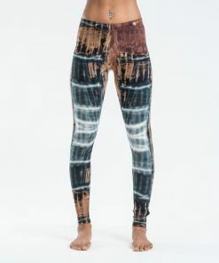 HaremPants.com Patch Dye Tie Dye Cotton Leggings In Brown Women's