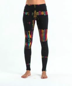 HaremPants.com Patch Dye Tie Dye Cotton Leggings In Festival Black Women's