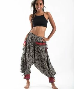 HaremPants.com Paisley Hill Tribe Drawstring Women's Harem Pants With Ankle Straps