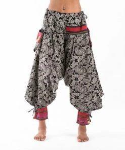 HaremPants.com Paisley Hill Tribe Drawstring Women's Harem Pants With Ankle Straps