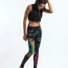 HaremPants.com Oval Swirls Tie Dye Cotton Leggings In Festival Black