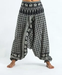 HaremPants.com Hill Tribe Elephant Women's Elephant Pants In Black