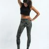 HaremPants.com Oval Swirls Tie Dye Cotton Leggings In Stone Black Women's