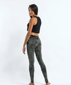 HaremPants.com Oval Swirls Tie Dye Cotton Leggings In Stone Black Women's