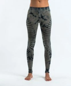 HaremPants.com Oval Swirls Tie Dye Cotton Leggings In Stone Black Women's