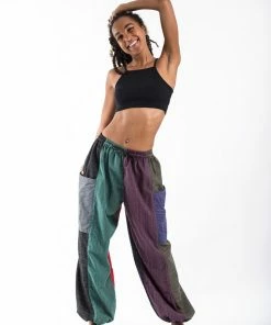 HaremPants.com Women's Drawstring Patchwork Pinstripes Cotton Pants