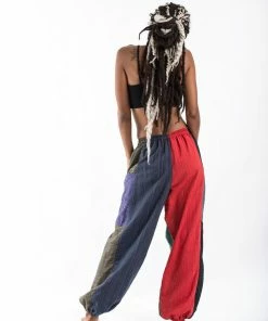 HaremPants.com Men's Drawstring Patchwork Pinstripes Cotton Pants