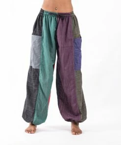 HaremPants.com Women's Drawstring Patchwork Pinstripes Cotton Pants