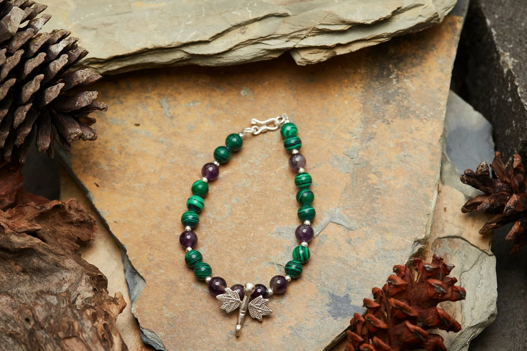 HaremPants.com Hand Made Tibetan Dragonfly Mala With Malachite And Amethyst Beads Bracelet Green Harem Pants 4 HaremPants.com Hand Made Tibetan Dragonfly Mala With Malachite And Amethyst Beads Bracelet Green Harem Pants