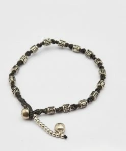 HaremPants.com Black Harem Pants Hand Made Fair Trade Anklet Waxed Cotton Silver Beads Black