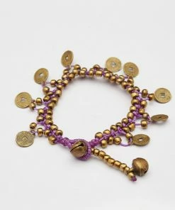 HaremPants.com Summer Super Sale 2022 Chinese Coin Waxed Cotton Bracelets In Violet
