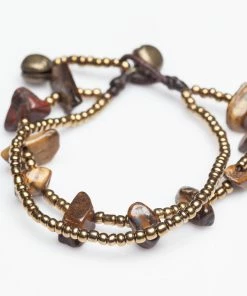 HaremPants.com Brass Bead And Tiger Eye Stone Double Strand Bracelets