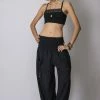 HaremPants.com Women's Thai Smocked Waist Cotton Pants In Solid Black