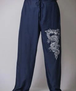 HaremPants.com The Dragon Men's Thai Yoga Pants In Navy