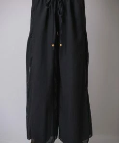 HaremPants.com Women's Thai Harem Double Layers Palazzo Pants In Solid Black