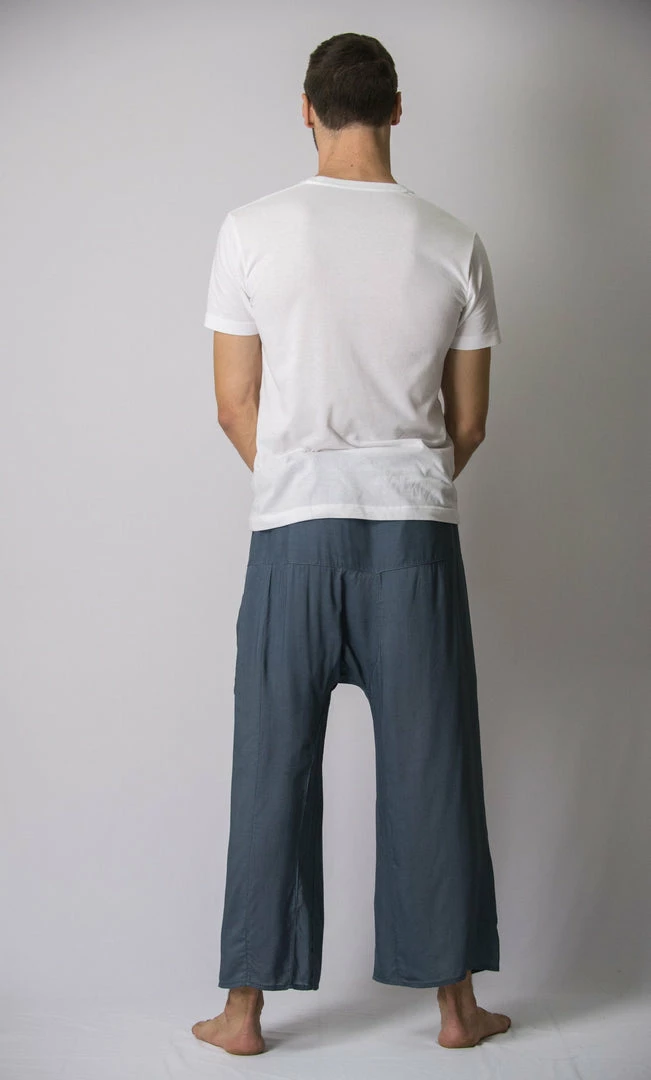 HaremPants.com Men's Unisex Thai Fisherman Pants In Blue Gray 5 HaremPants.com Men's Unisex Thai Fisherman Pants In Blue Gray