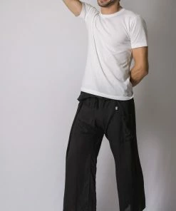 HaremPants.com Unisex Thai Fisherman Pants In Black Men's