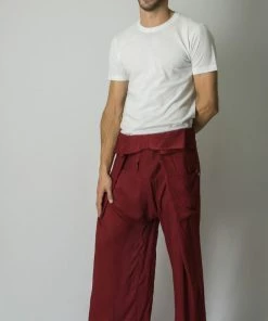 HaremPants.com Men's Unisex Thai Fisherman Pants In Burgundy