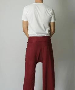 HaremPants.com Men's Unisex Thai Fisherman Pants In Burgundy