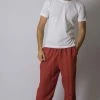 HaremPants.com Solid Color Drawstring Men's Yoga Massage Pants In Red