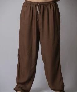 HaremPants.com Solid Color Drawstring Women's Yoga Massage Pants In Brown